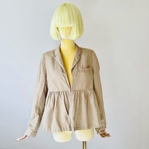 Ulla Johnson Jacket Khaki Tan Neutrals Pointed Collar Jacket SZ M
